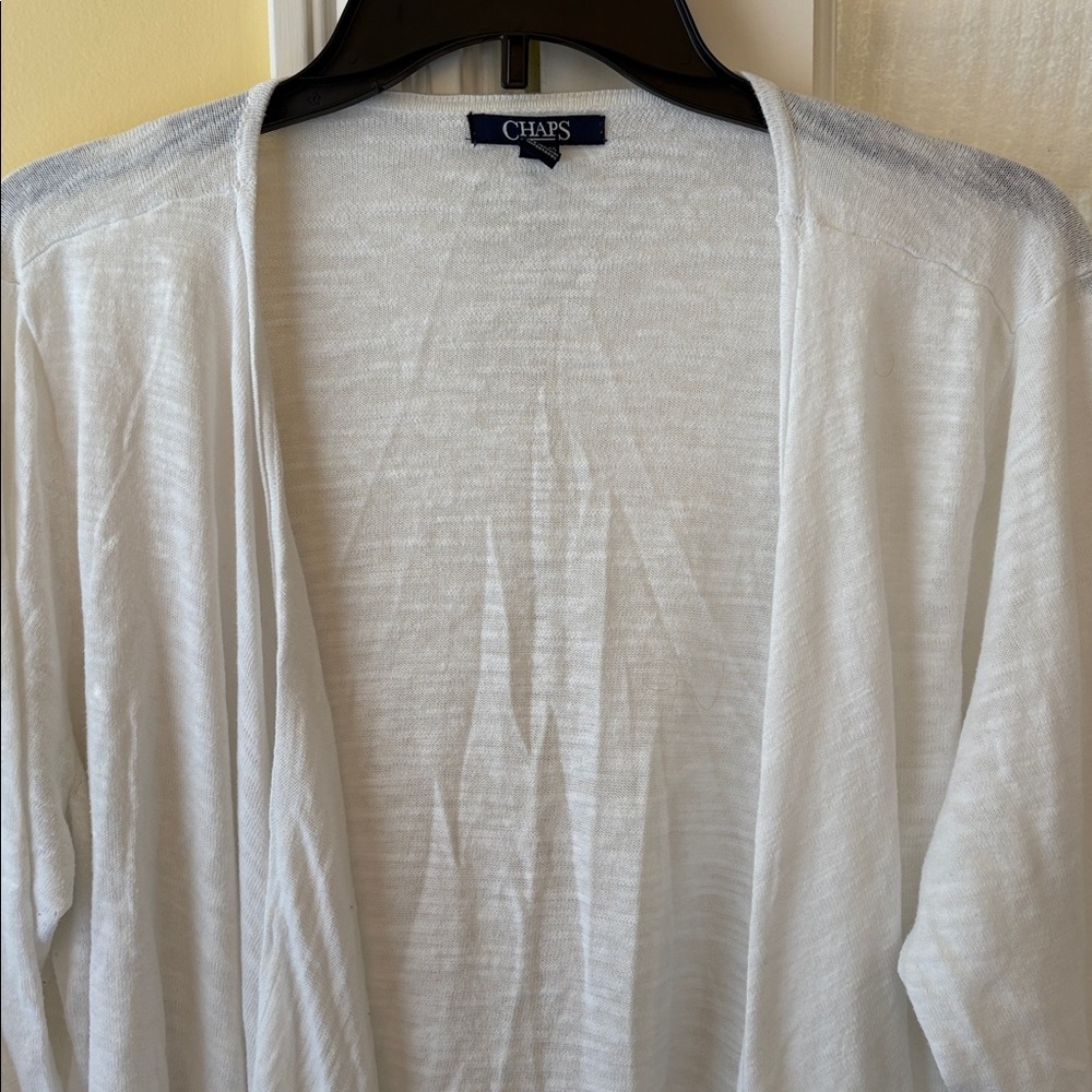 1X Chaps White Open Cardigan Waterfall hem